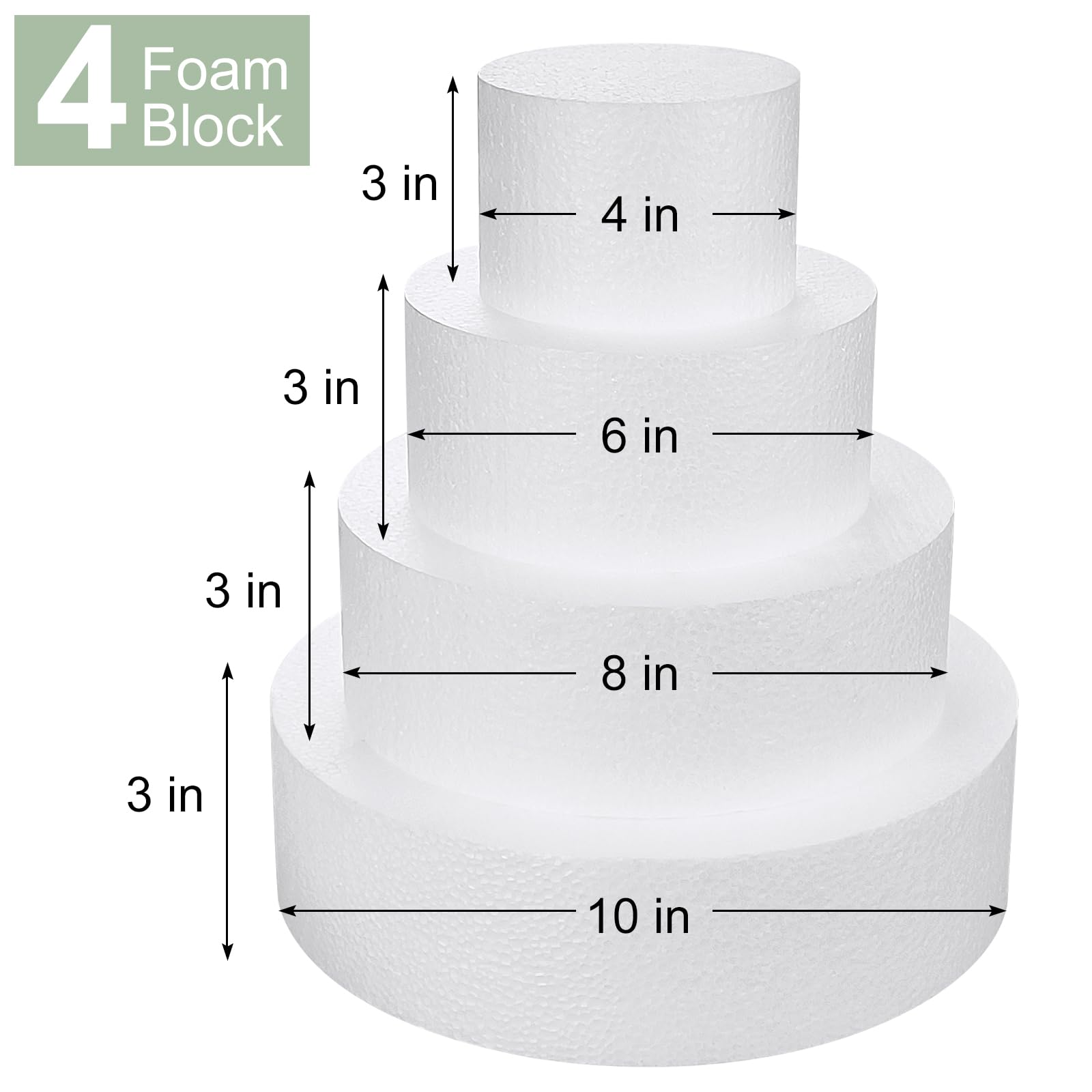 JOBVERT 4-tier foam cake dummy in 6in for proportional layouts and planning