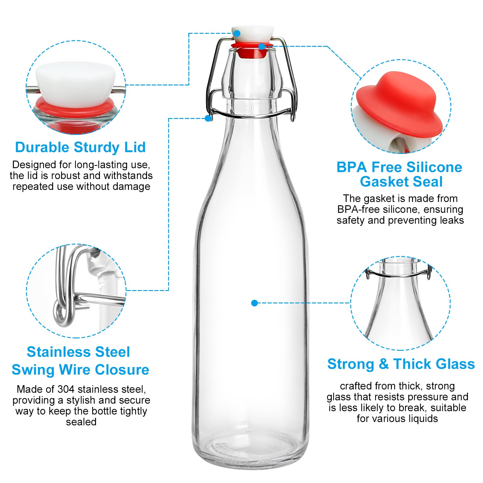 Clear glass body shows color and activity during fermentation processes.