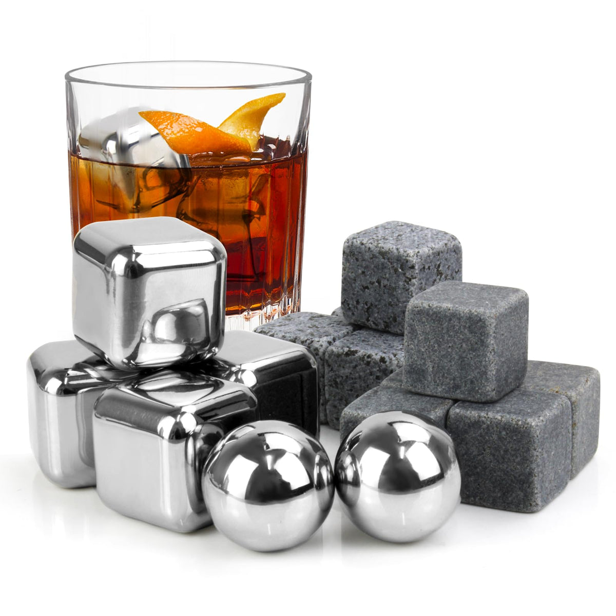 JOBVERT whiskey stones 16-pcs set chills drinks without dilution, preserving flavor.