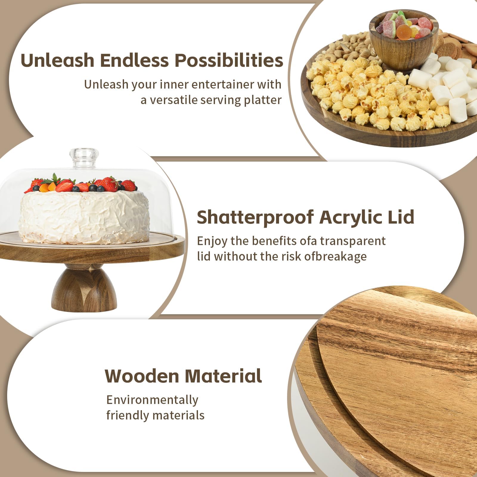 JOCHER high clarity acrylic dome protecting and framing desserts
