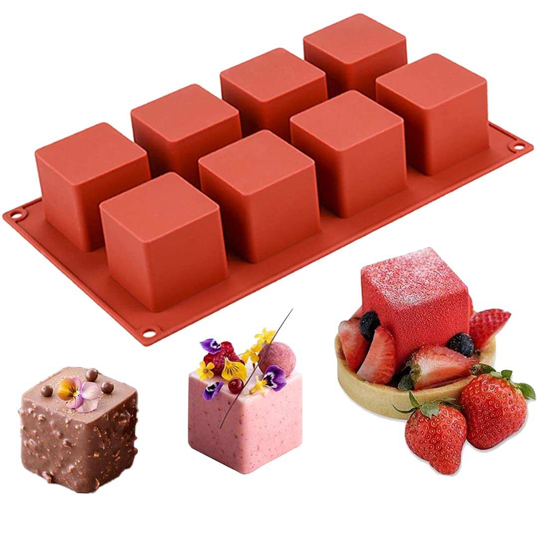 JOERSH Cube Mold with 8 cavities for quick bite-size desserts.