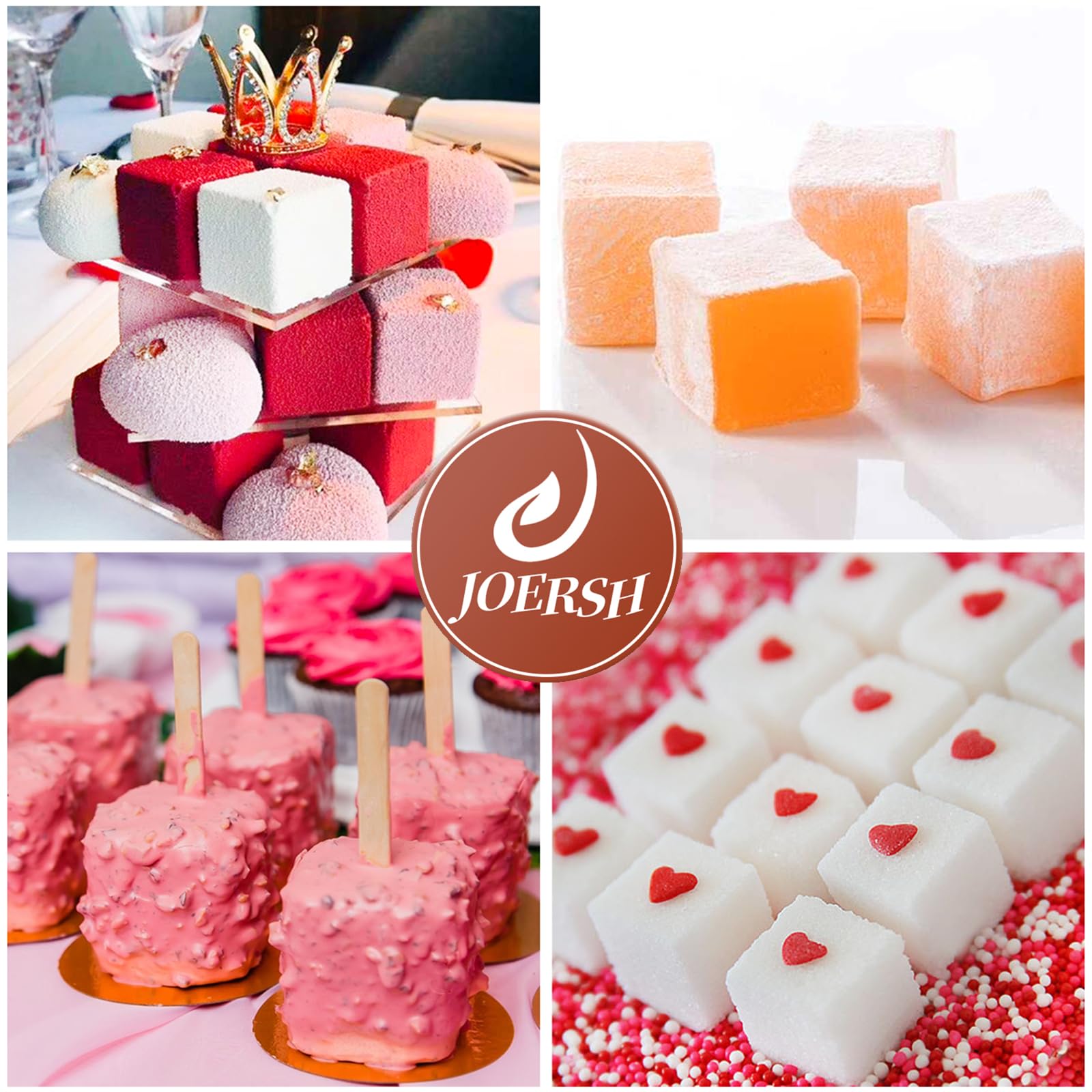 JOERSH cube cake silicone mold with tray underneath for stability