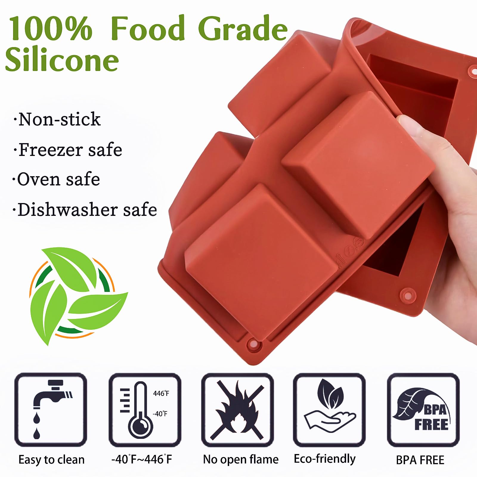 JOERSH silicone mold safe in microwave, oven, and freezer for versatile desserts.