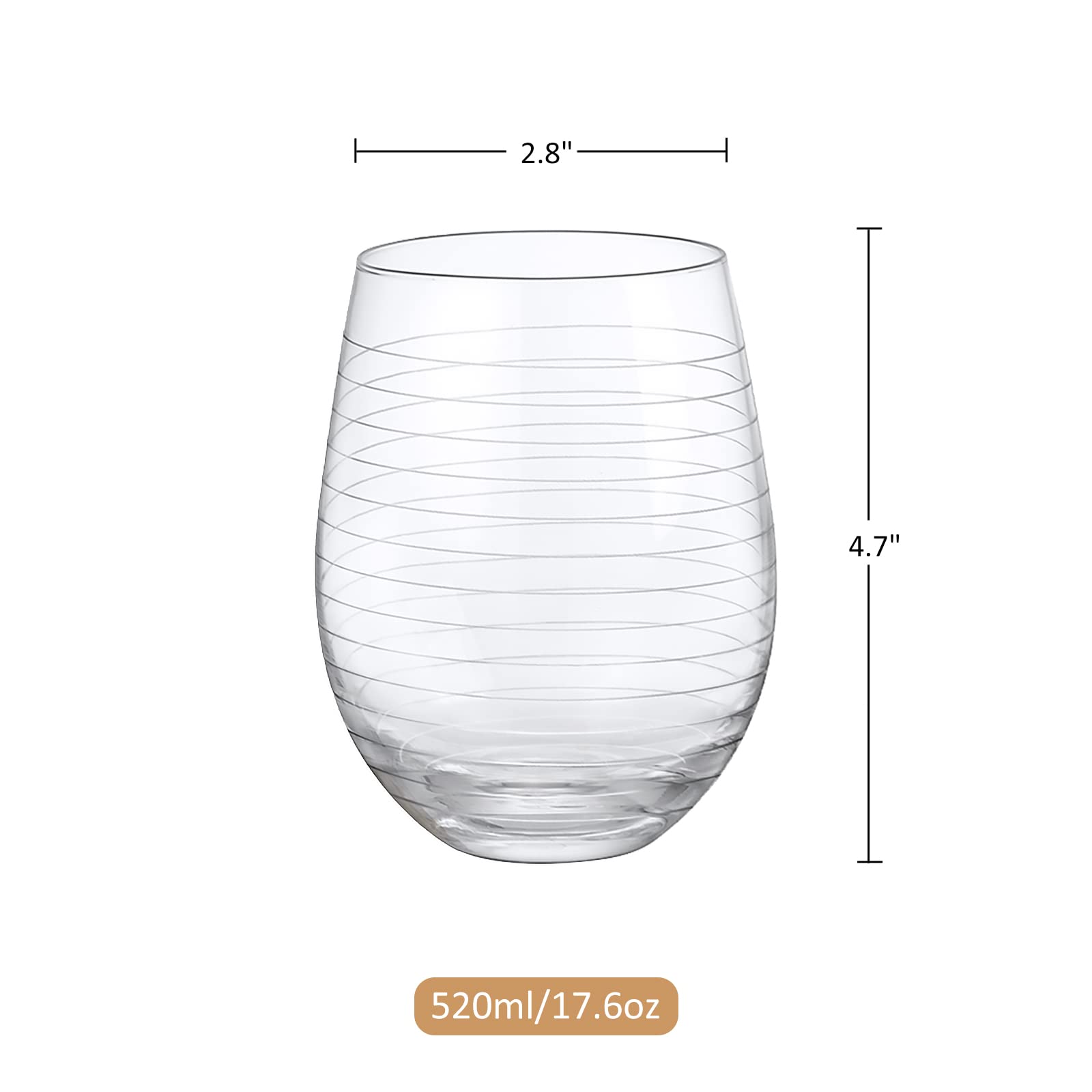 Joeyan 17.6oz capacity glass suitable for generous pours.