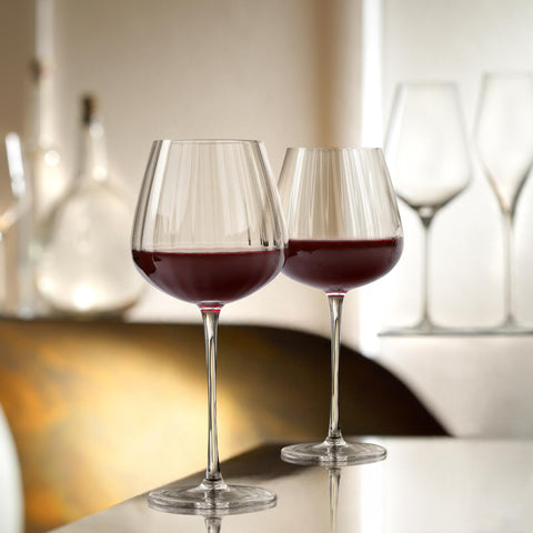 Joeyan long-stem crystal glasses ideal for red wine tasting and special occasions.