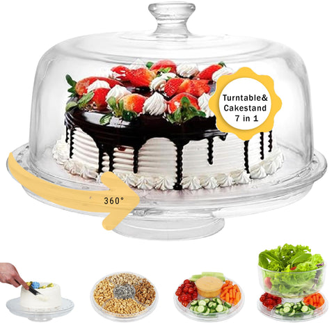 Joey'Z 7in rotating cake stand dome protecting desserts while displaying them