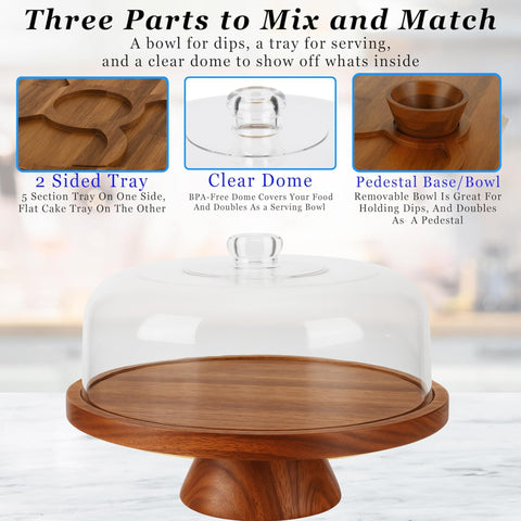 JOEY'Z acacia wood serving tray adds natural warmth to any dessert table