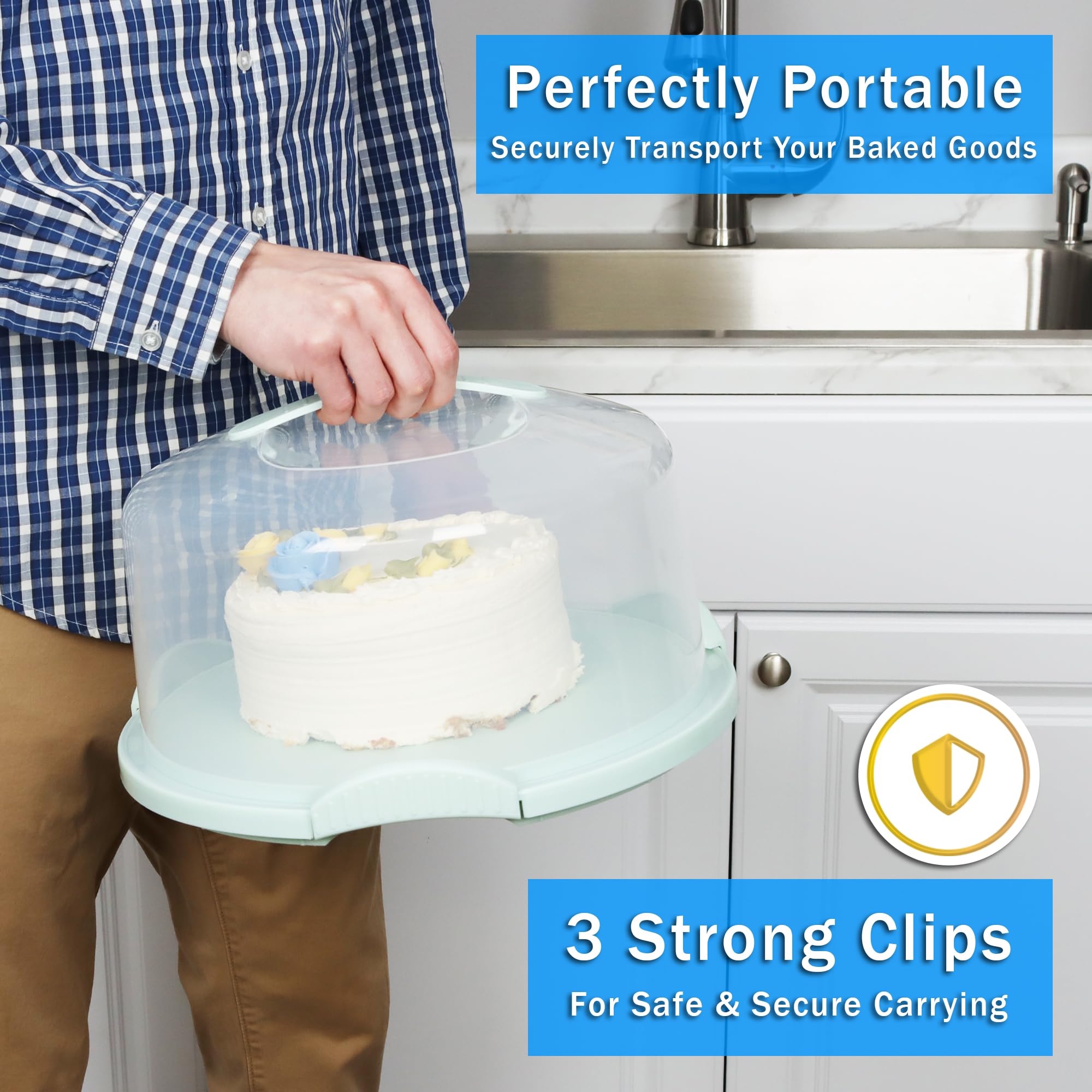JOEY'Z clear cake dome shows contents while protecting freshness during delivery.