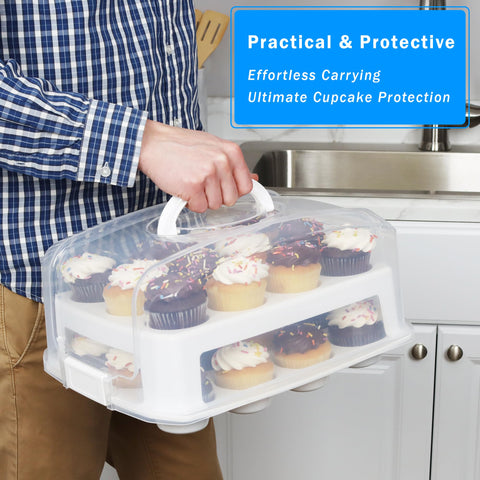 JOEY'Z cupcake carrier lid handles offer secure, comfortable transport.