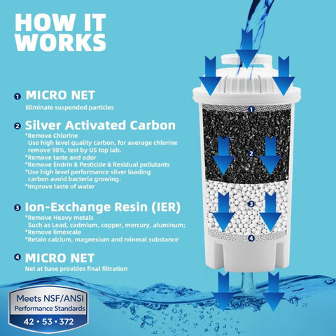 Joey'z four-stage filtration diagram highlights contaminant removal across steps.