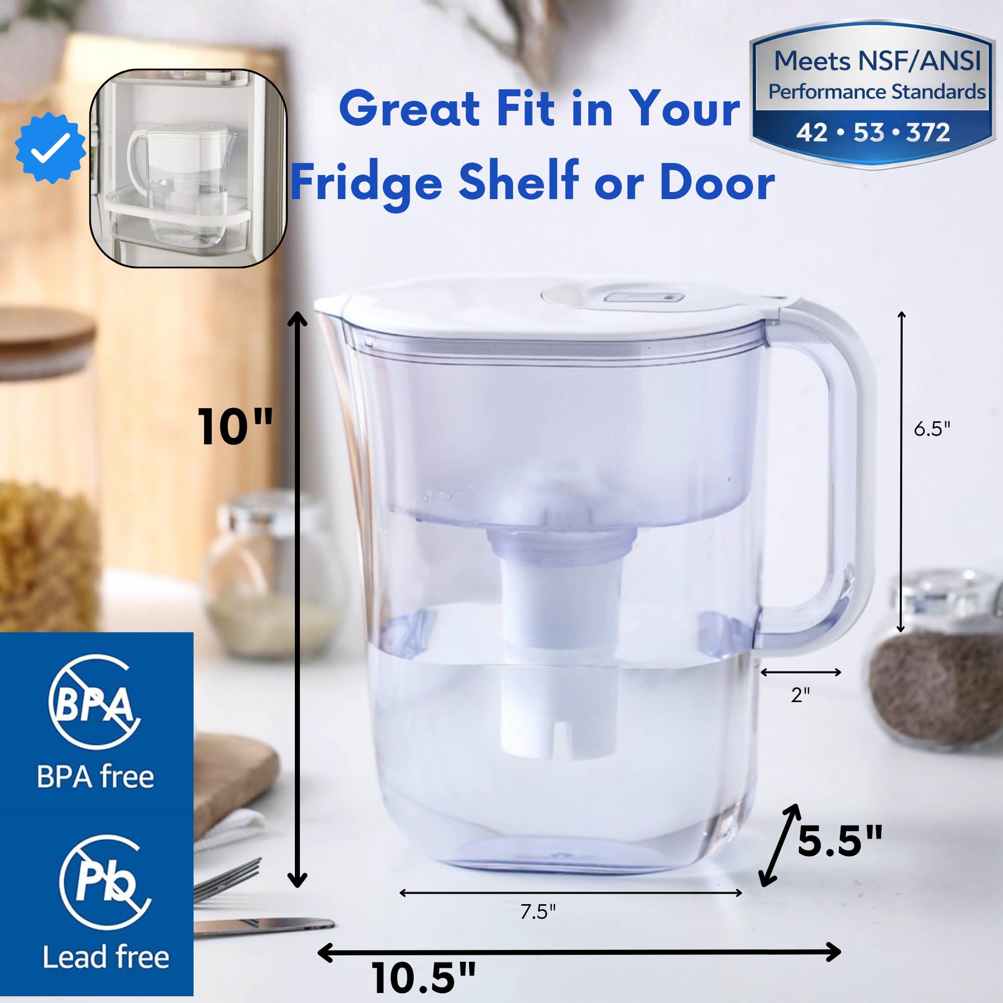 Joey'z pitcher with electronic indicator display for easy filter life monitoring.