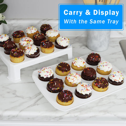 JOEY'Z tall trays become a display stand for cupcakes.
