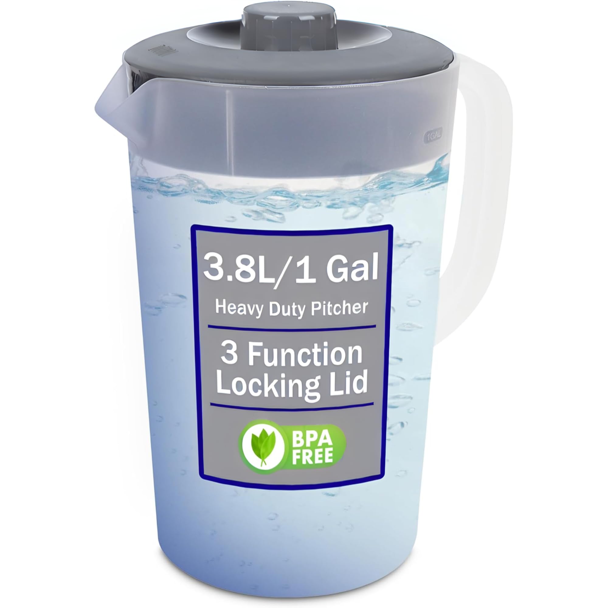 JOEY'Z water pitcher 1gal gray lid ready for chilled beverages in a standard fridge