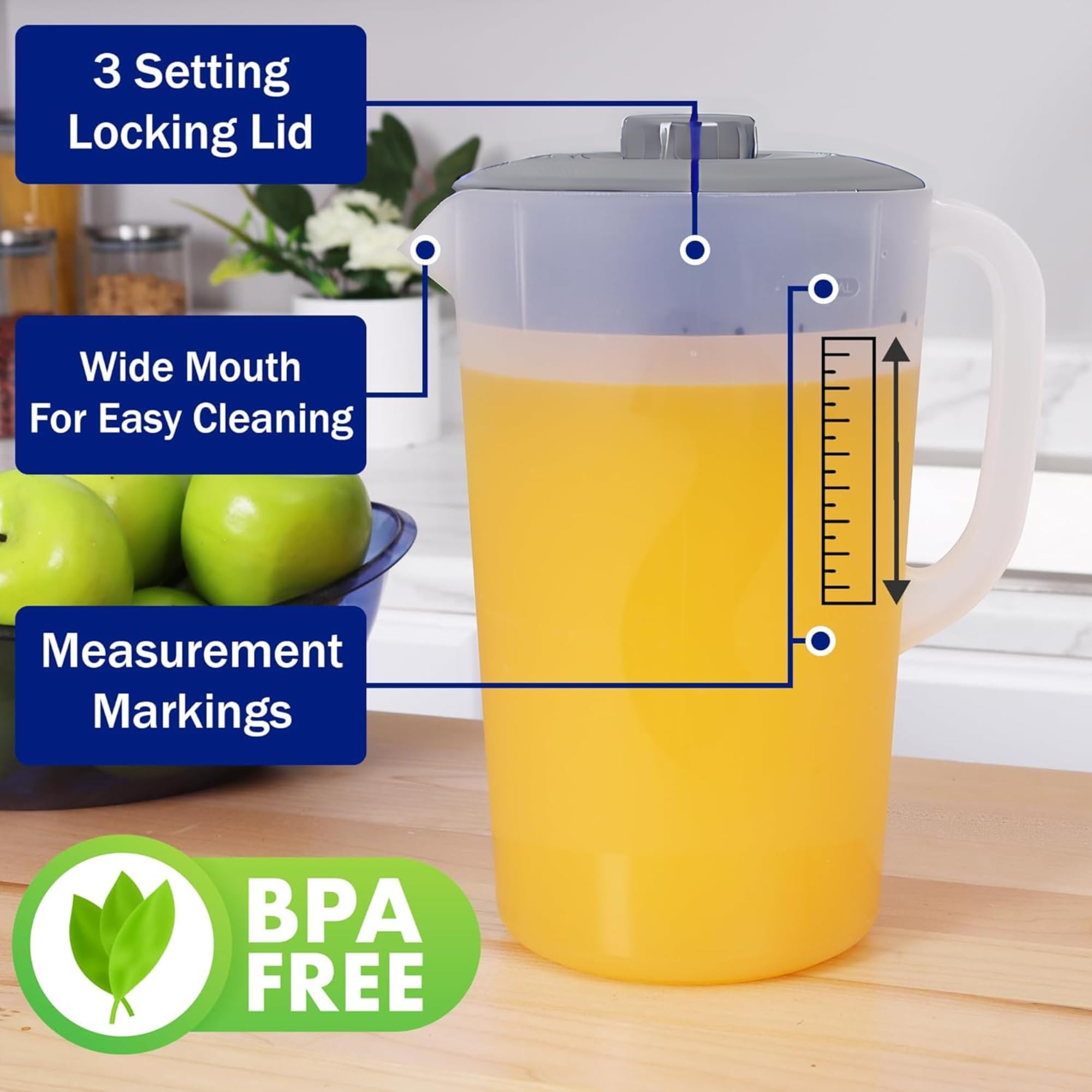JOEY'Z water pitcher pivot-top spout enabling smooth pouring