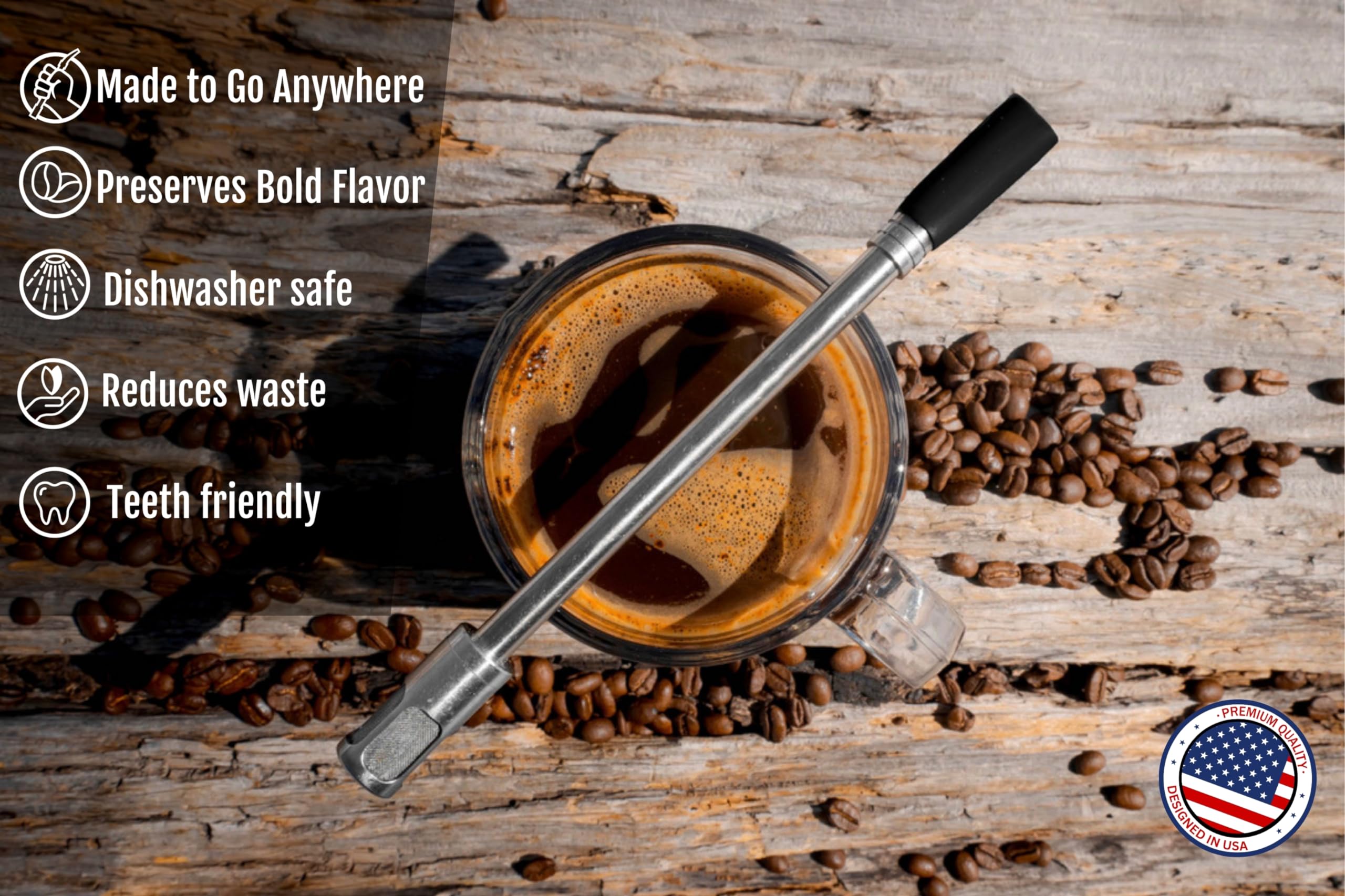 JoGo versatile straw used for tea, coffee, and juices on the go.