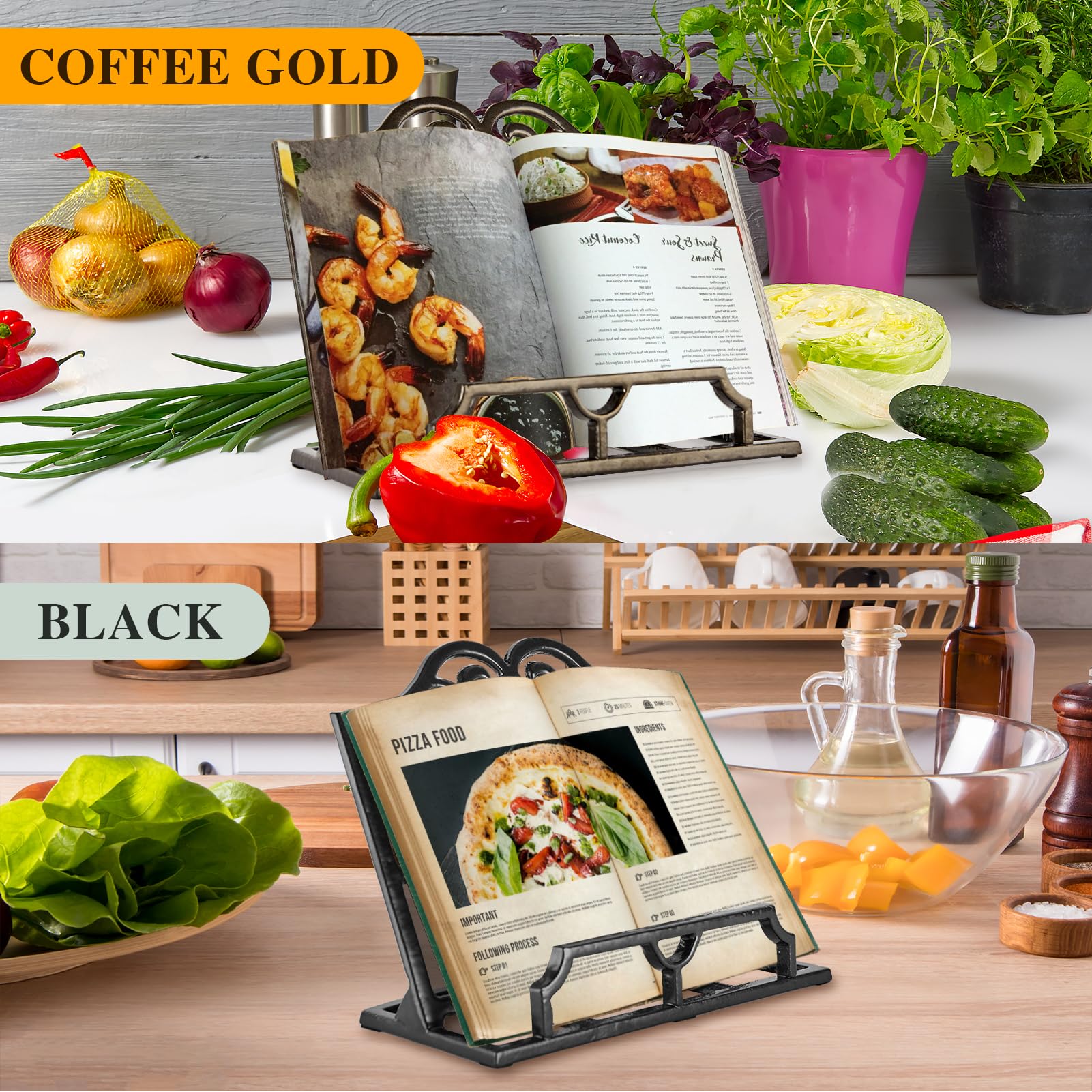 JOGREFUL heavy-duty stand delivers sturdy support for thick cookbooks