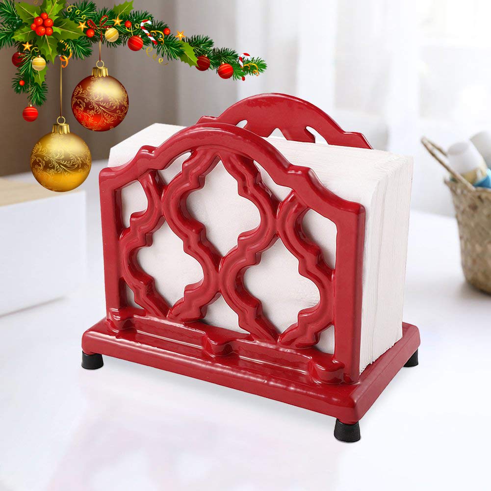 Jogreful vintage cast iron napkin holder red, top view adds rustic charm