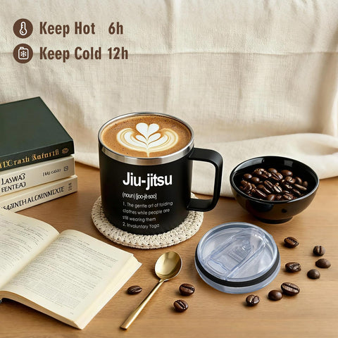 Jogskeor Jiu Jitsu Definition Insulated Mug side engraving adds sporty motivation.