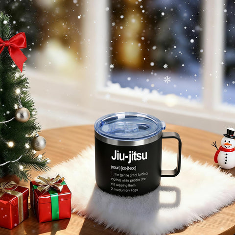 Jogskeor Jiu Jitsu Insulated Mug ideal for daily desk use.