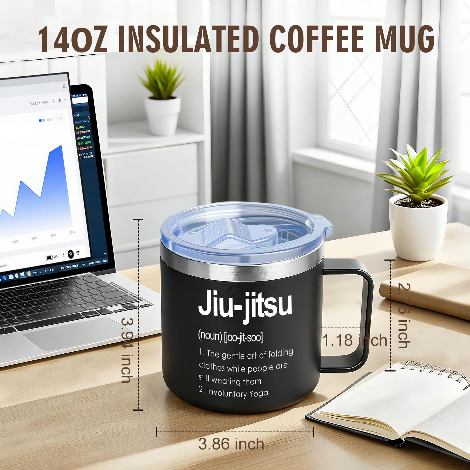 Jogskeor Jiu Jitsu Insulated Mug rugged enough for outdoor training and travel.