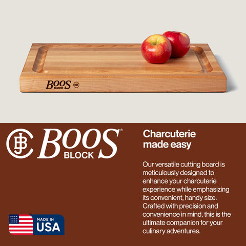 Thick 1-1/2 inch profile on John Boos cutting board ensures stability