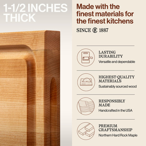 Edge-grain construction on John Boos BBQ Series board for durability