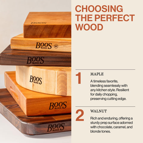 Oil finish details on John Boos BBQ Series highlight natural wood grain