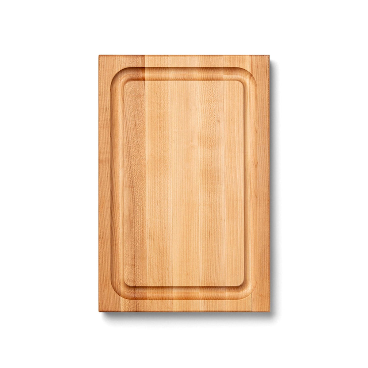 John Boos BBQ Series cutting board top view shows an 18x12 inch surface and juice groove