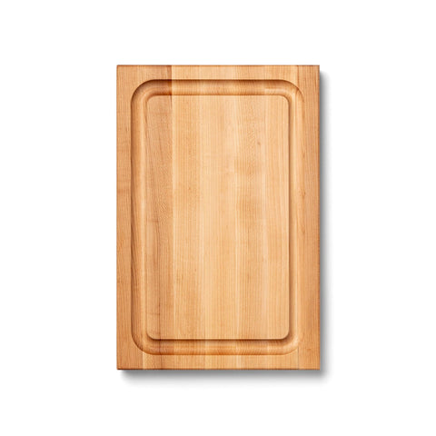 John Boos BBQ Series cutting board top view shows an 18x12 inch surface and juice groove