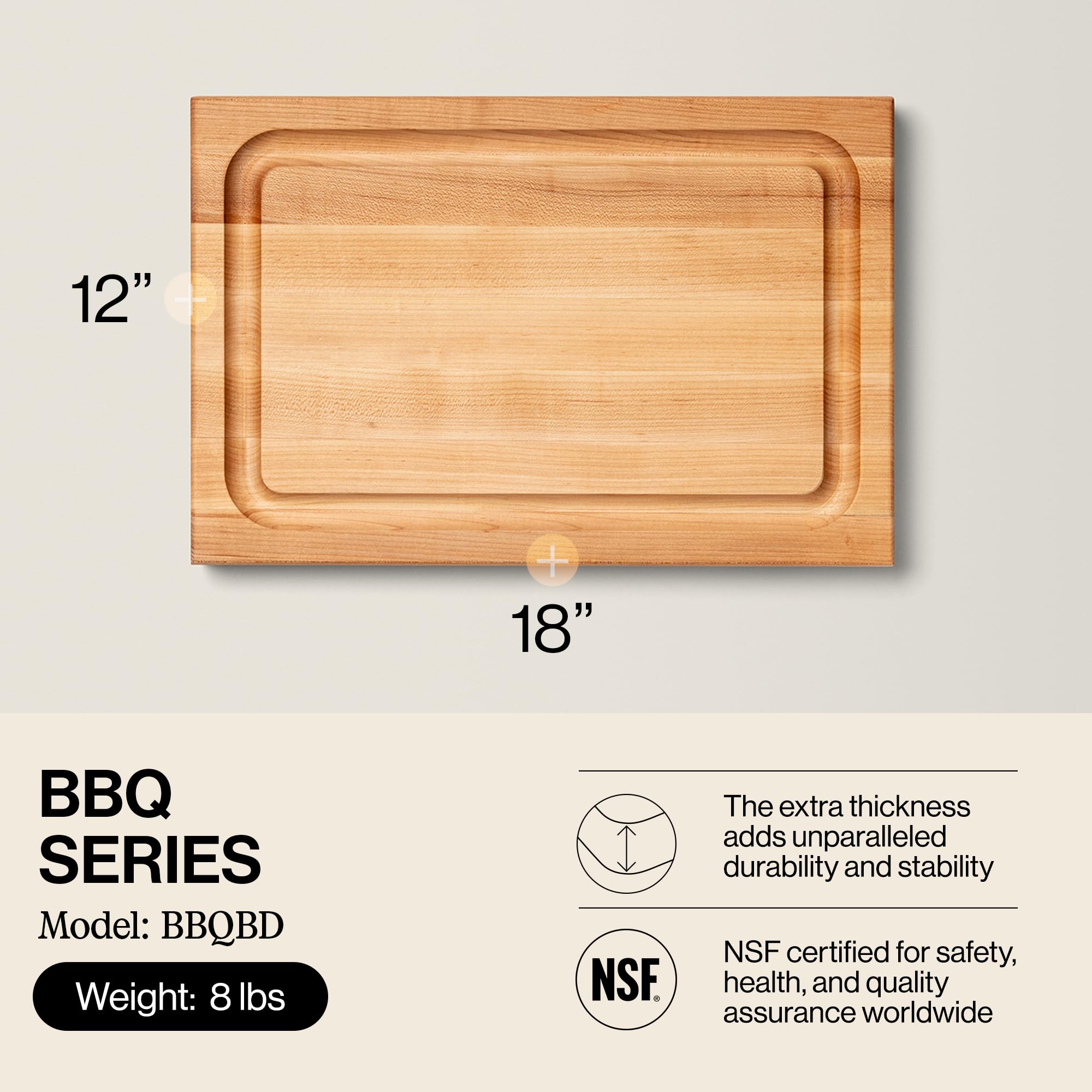 John Boos BBQ Series reversible maple board for versatile prep