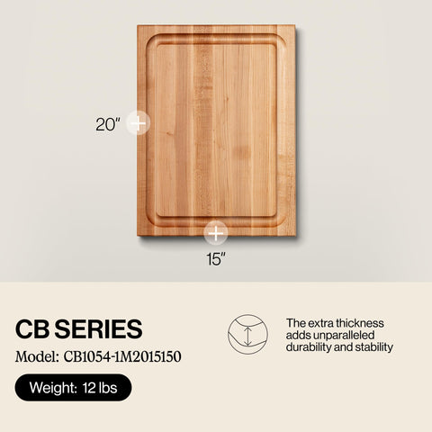 John Boos CB Series reversible maple board with dual work surfaces for versatility.