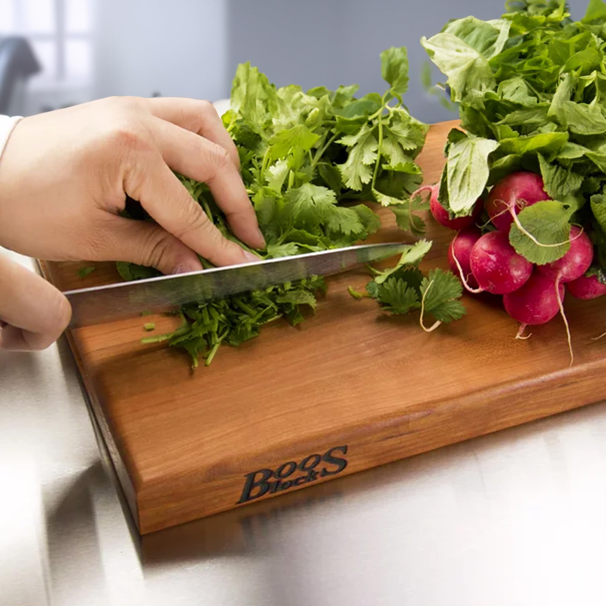 John Boos R-Board large 20x15 surface supports multiple ingredients.