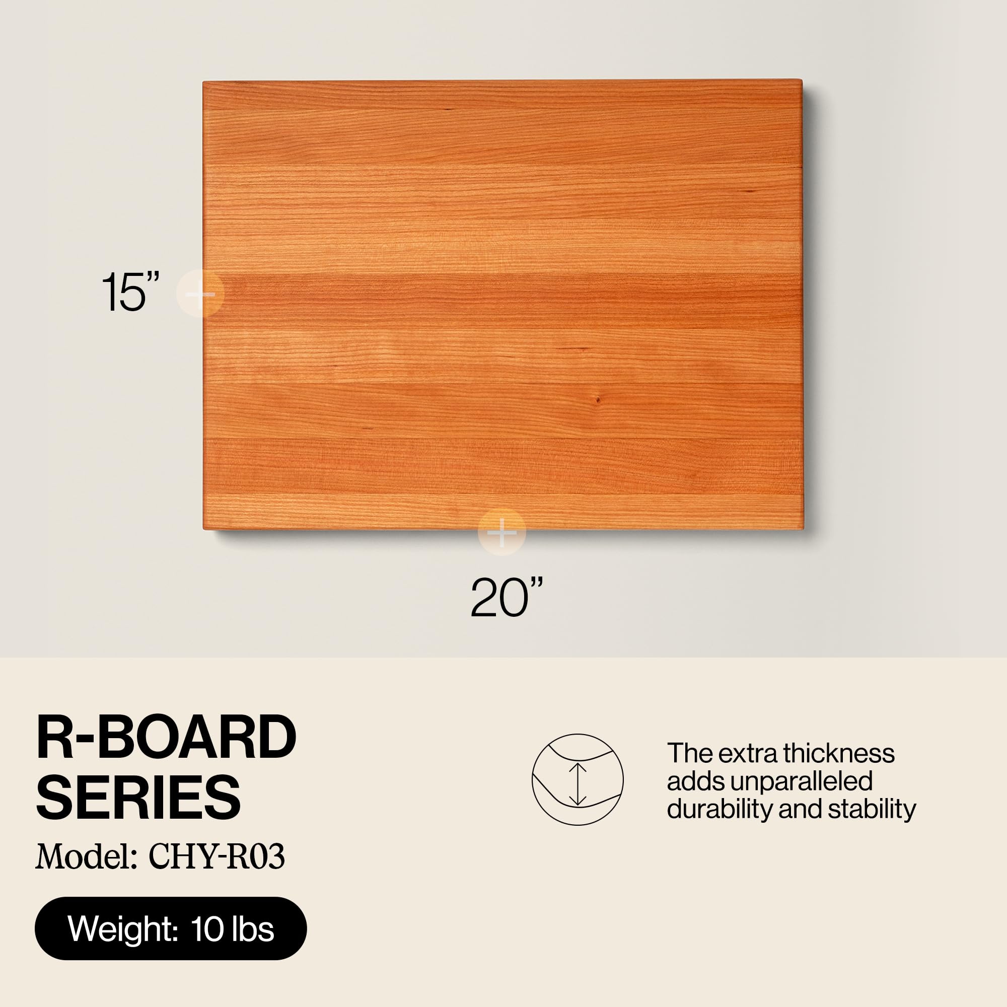 John Boos R-Board edge-grain construction reinforces long-lasting prep surfaces.