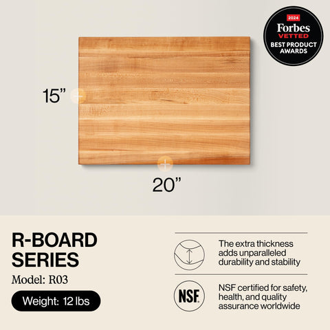 John Boos R-Board edge-grain construction provides a durable, knife-friendly cutting surface.