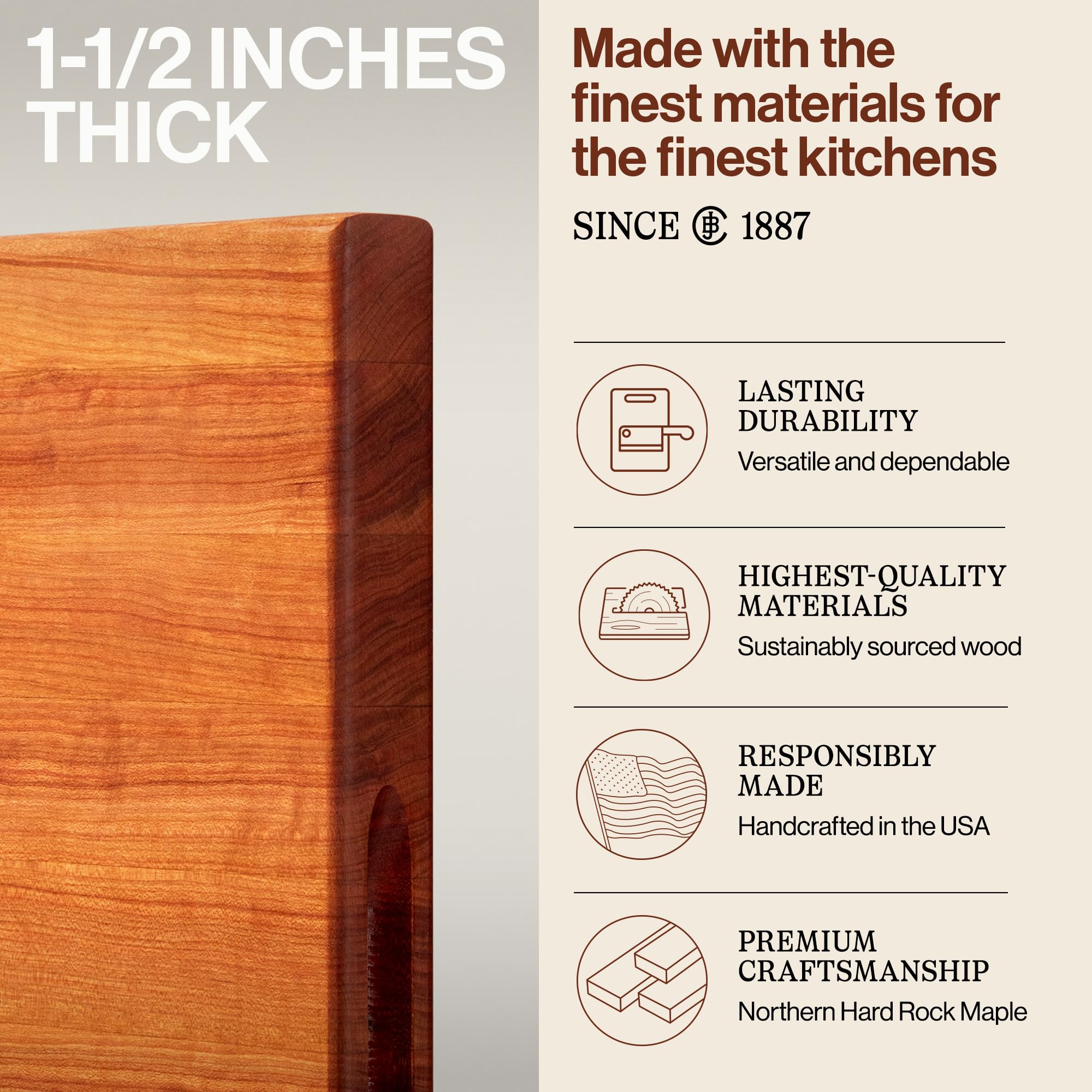 John Boos R-Board edge-grain construction supports durable, long-lasting performance