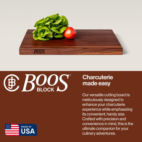 John Boos R-Board one-point-five-inch thickness provides stable chopping surface.