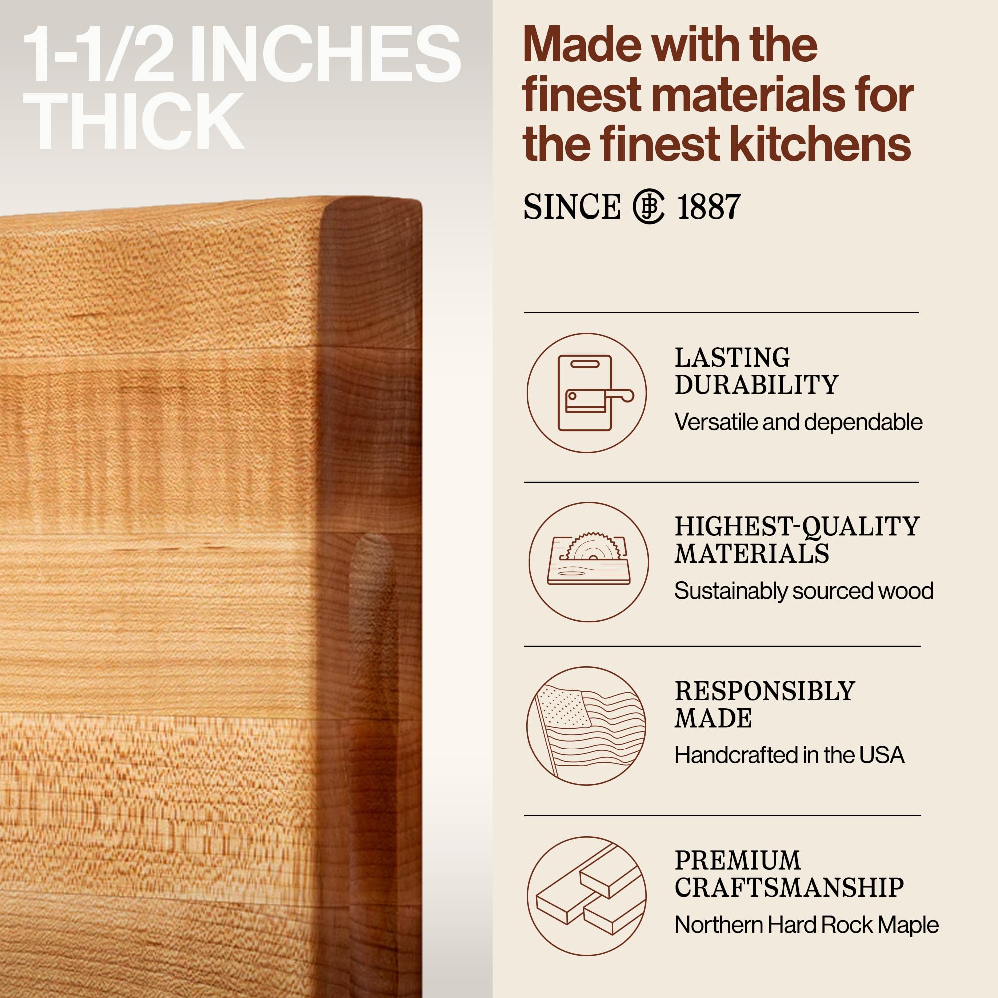 John Boos R-Board reversible sides provide two work surfaces