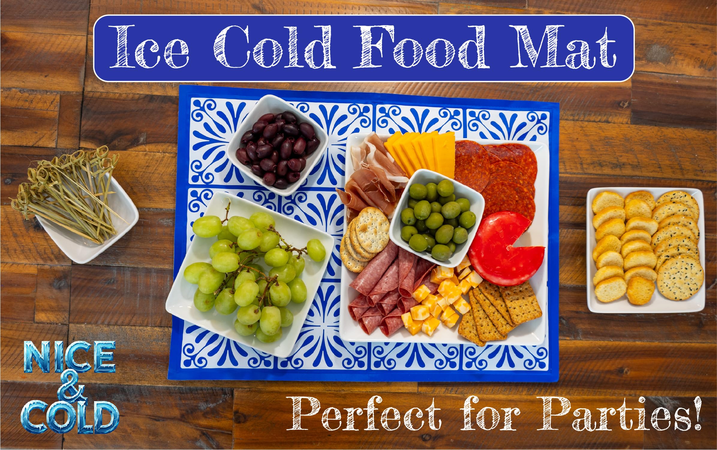 Johnny World charcuterie-chilled platter keeps cheese and meats fresh during gatherings.