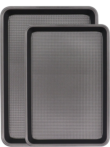 JOHO BAKING 0.8mm dark steel sheet pan showing durable, warp-resistant construction