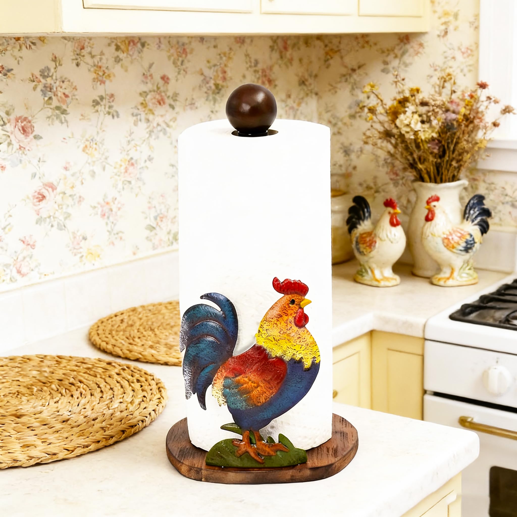 Johoxton wood base stand brings rustic charm and sturdy support for towels.