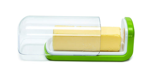 Joie butter dish durable BPA-free plastic protects butter on any countertop.