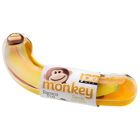 Joie Monkey Banana Pod container in hand shows portable lunch solution.