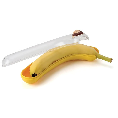 Joie Monkey Banana Pod lid closed protects bananas during travel.