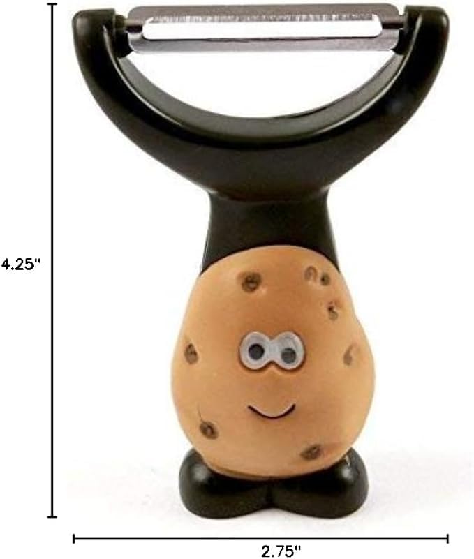 Joie Mr Potato Y-Shaped Peeler in use peels firm produce quickly and evenly.