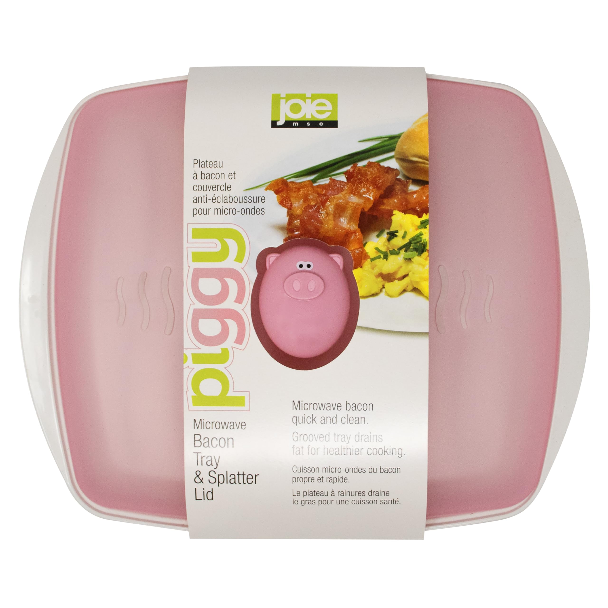 Joie Piggy bacon tray in use delivering even heat and easy cleanup.