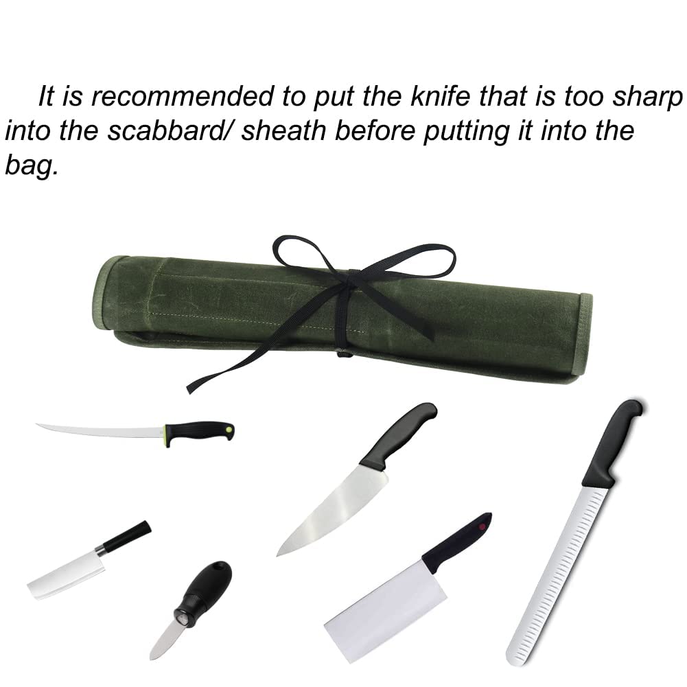JOINDO Knife Roll Bag opened to show six pockets protecting knives.