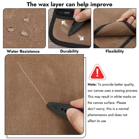 JOINDO waxed canvas may show white marks but remains functional