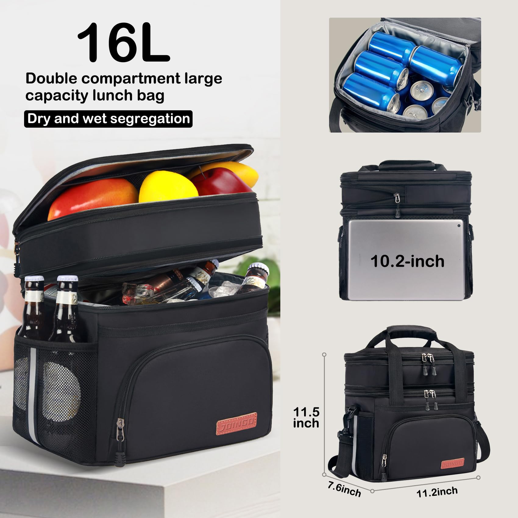 JOINGO lunch bag demonstrates warm and cold capacity for on-the-go meals.