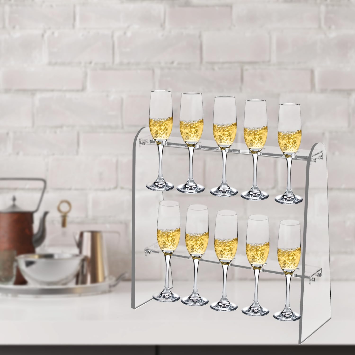 Joioda champagne glass display rack holds ten cups for stylish party presentation
