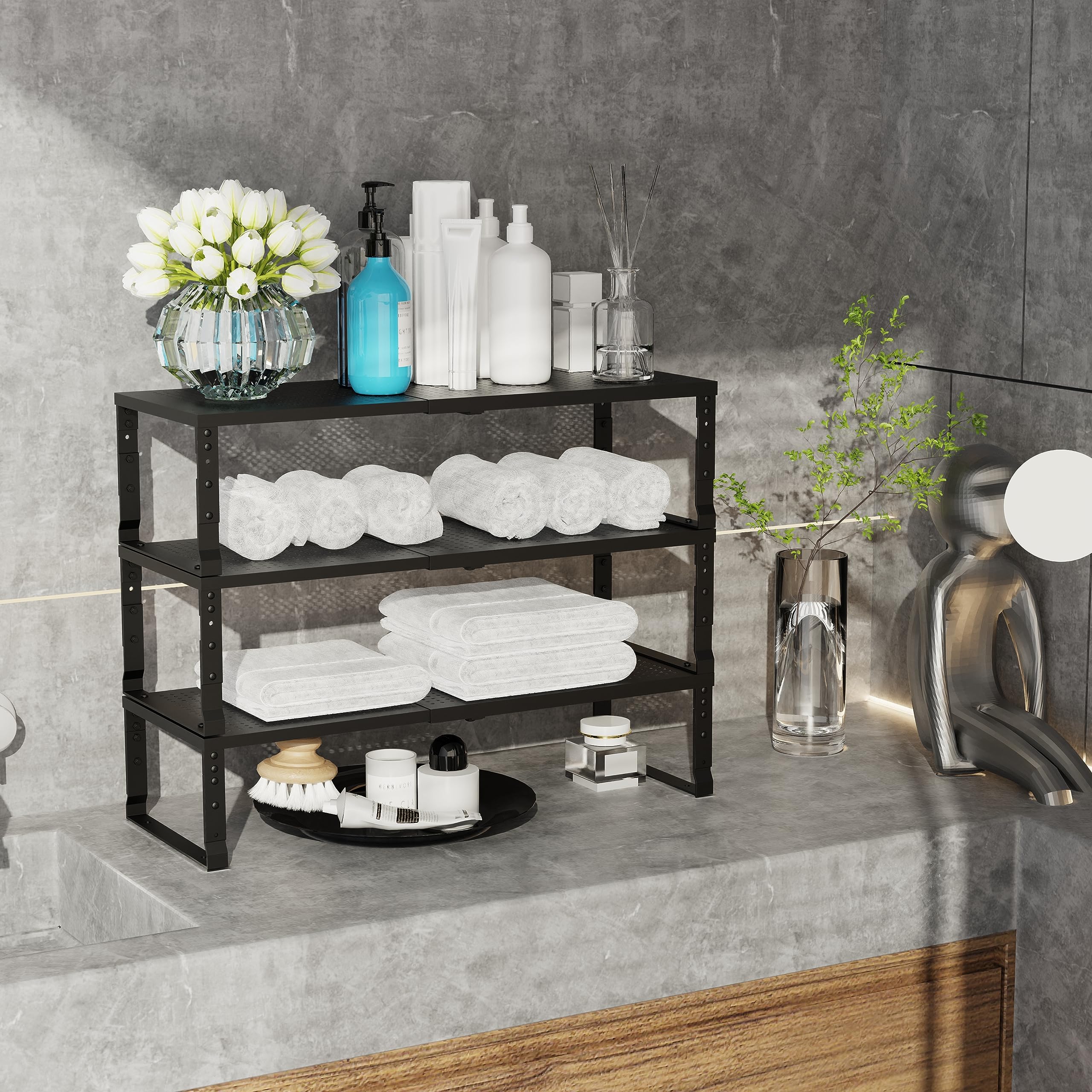 Jojocross multi-purpose-kitchen-organizer keeps dishes tidy.